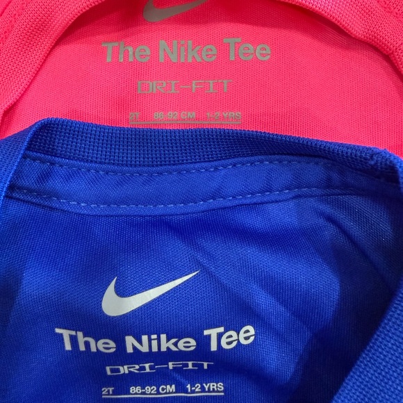 Nike Girls Pink and Blue T Shirts with Black Shorts - Picture 3 of 5